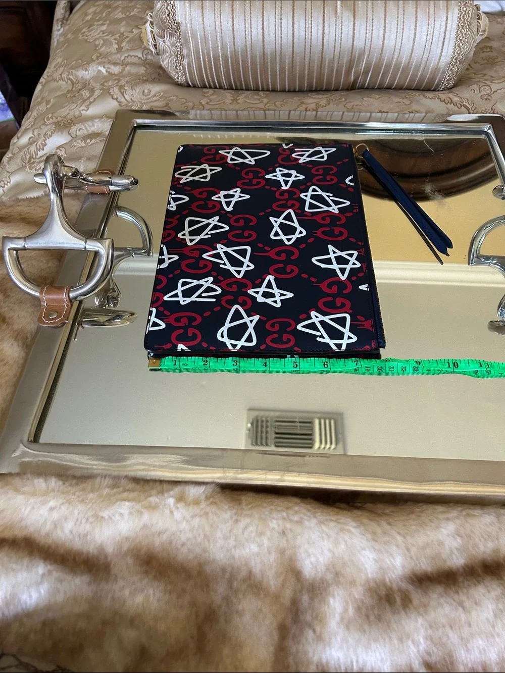 Gucci Black Red & White Star GG Zip Pouch
